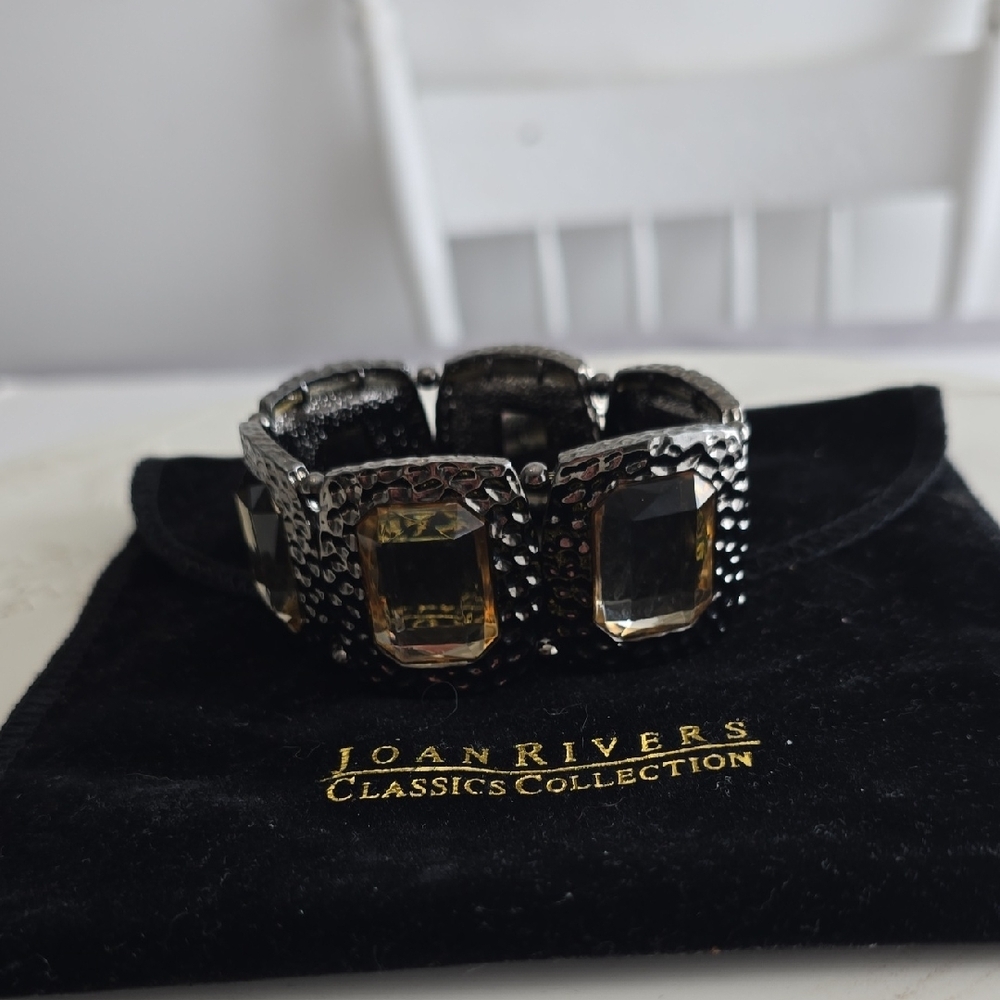 Joan Rivers Classics Collection Crystal Hammered Stretchable  Bracelet